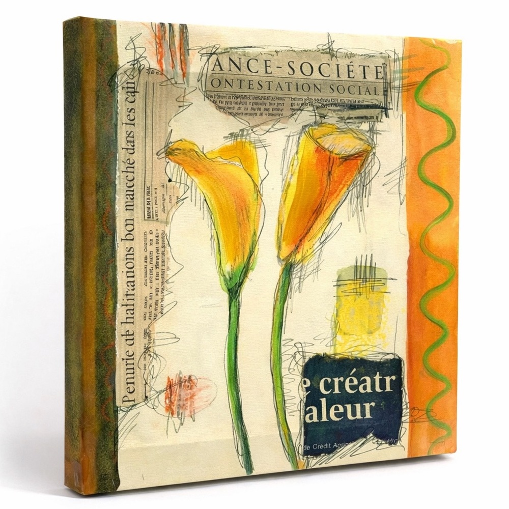 Z Gallerie “Floral Create” Canvas Print – 14” x 14” – Ready to Hang